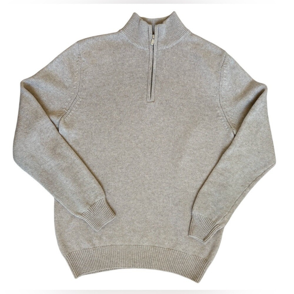 NAADAM - Men's Wool Blend 1/4 Zip‎ Pull over Sweater - Size X-Large - Tan/ Khaki